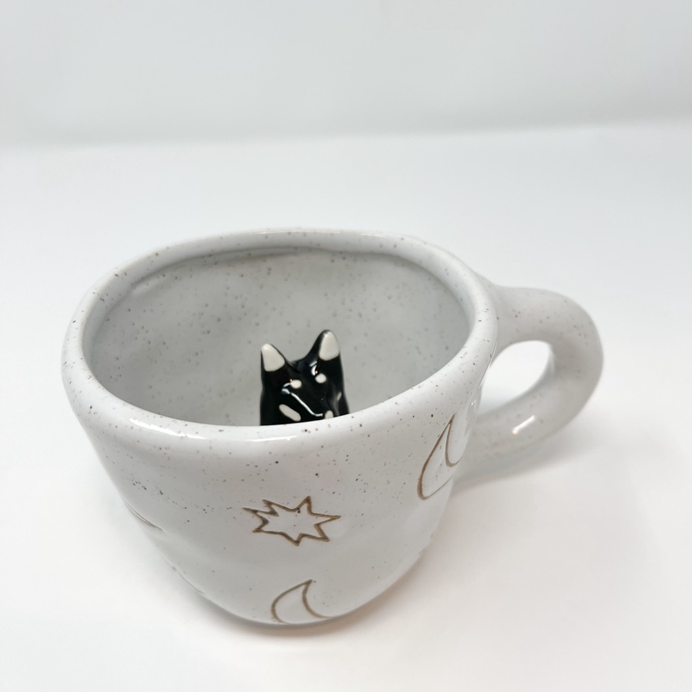 Urban Outfitters Cat Moon Stars Peekaboo Coffee Mug 12 oz